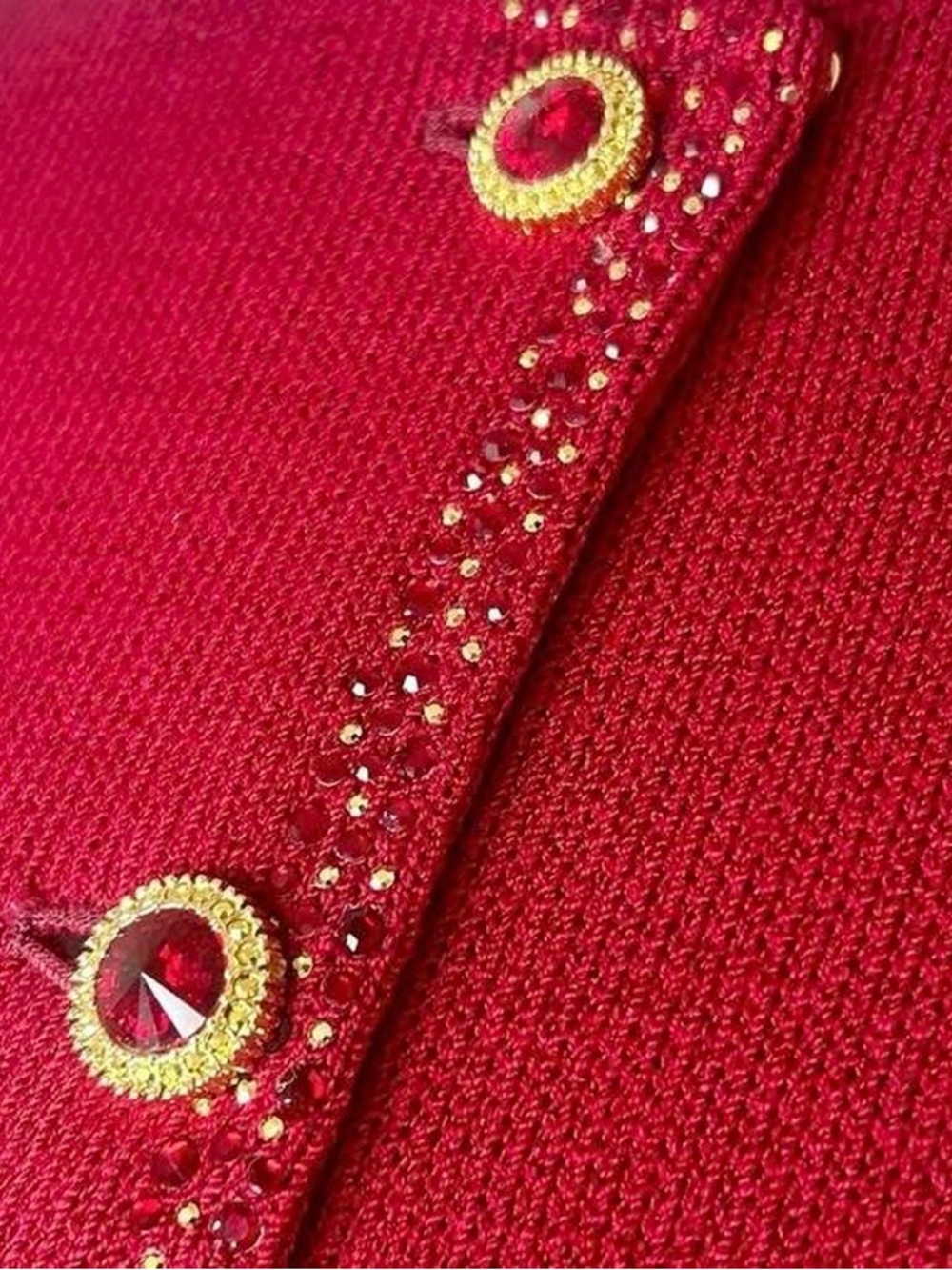 St. John Red Sparkle Bedazzled Blazer Jacket Statement Piece Sz 8 - Picture 3 of 5